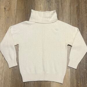 Vtg Lambswool Angora Turtleneck Sweater Medium Cream Cozy Minimalist Luxury Soft